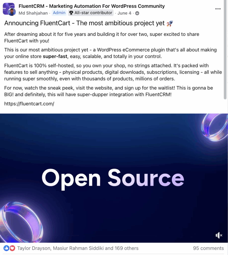 fluentcart launch intro video